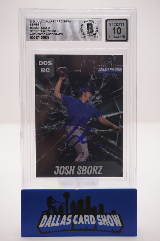 2024 JULY DALLAS CARD SHOW SERIES 3 #8 JOSH SBORZ BAS AUTO 10