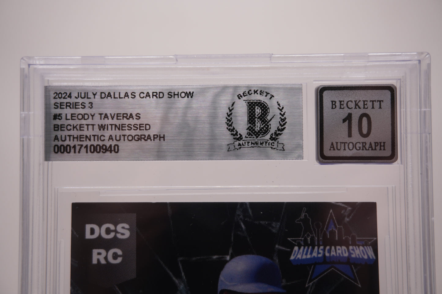 2024 JULY DALLAS CARD SHOW SERIES 3 #5 LEODY TAVERAS BAS AUTHENTIC AUTO 10