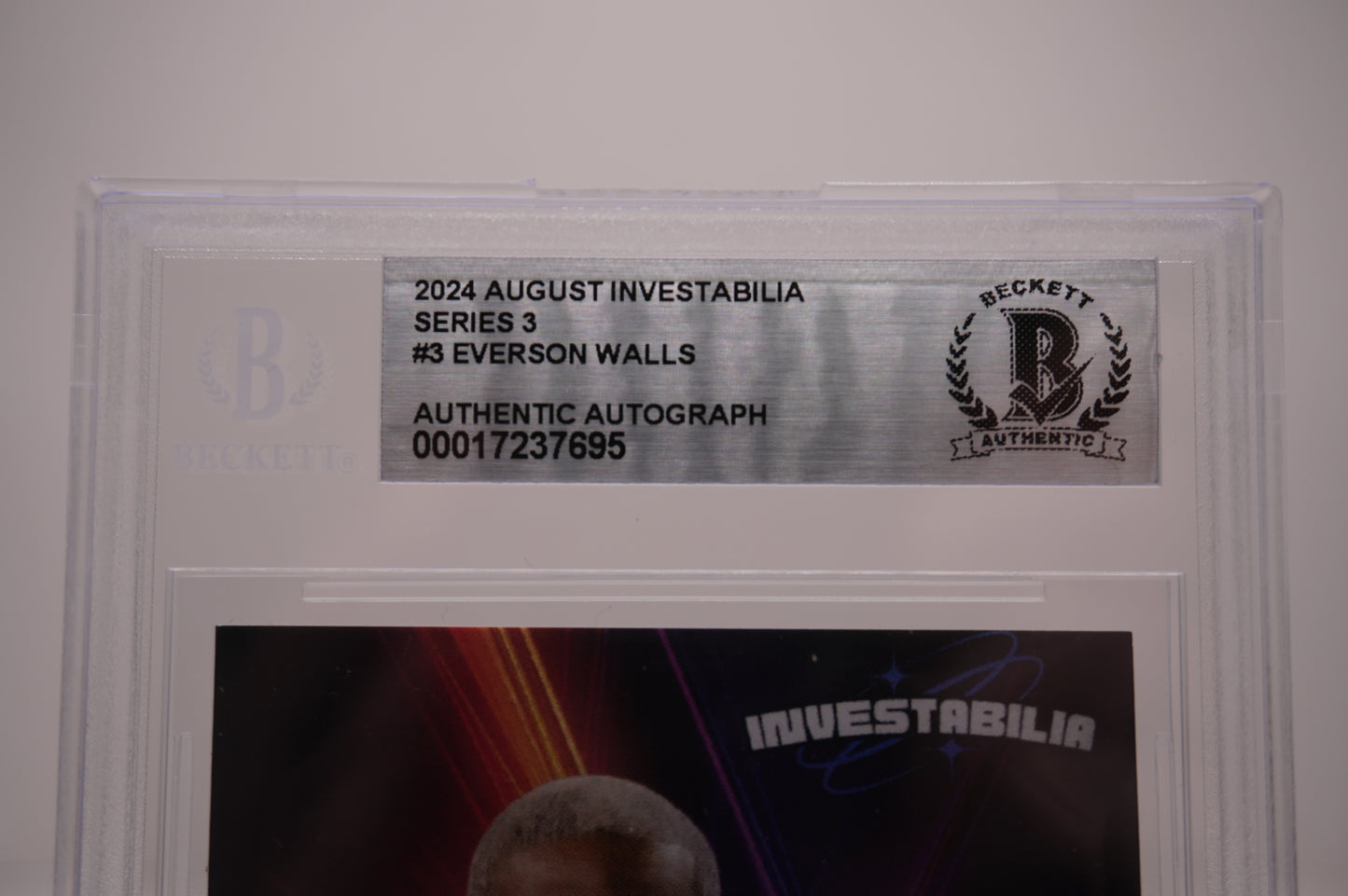 EVERSON WALLS SIGNED 2024 AUG INVESTABILIA #3 BGS BAS SLAB Cowboys