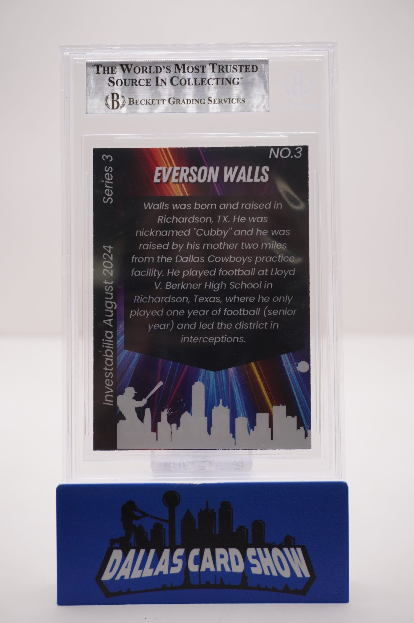 EVERSON WALLS SIGNED 2024 AUG INVESTABILIA #3 BGS BAS SLAB Cowboys