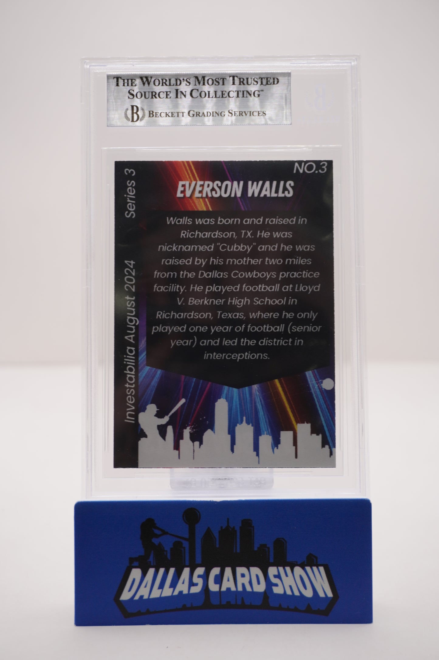EVERSON WALLS SIGNED 2024 AUG INVESTABILIA #3 BGS BAS SLAB Cowboys