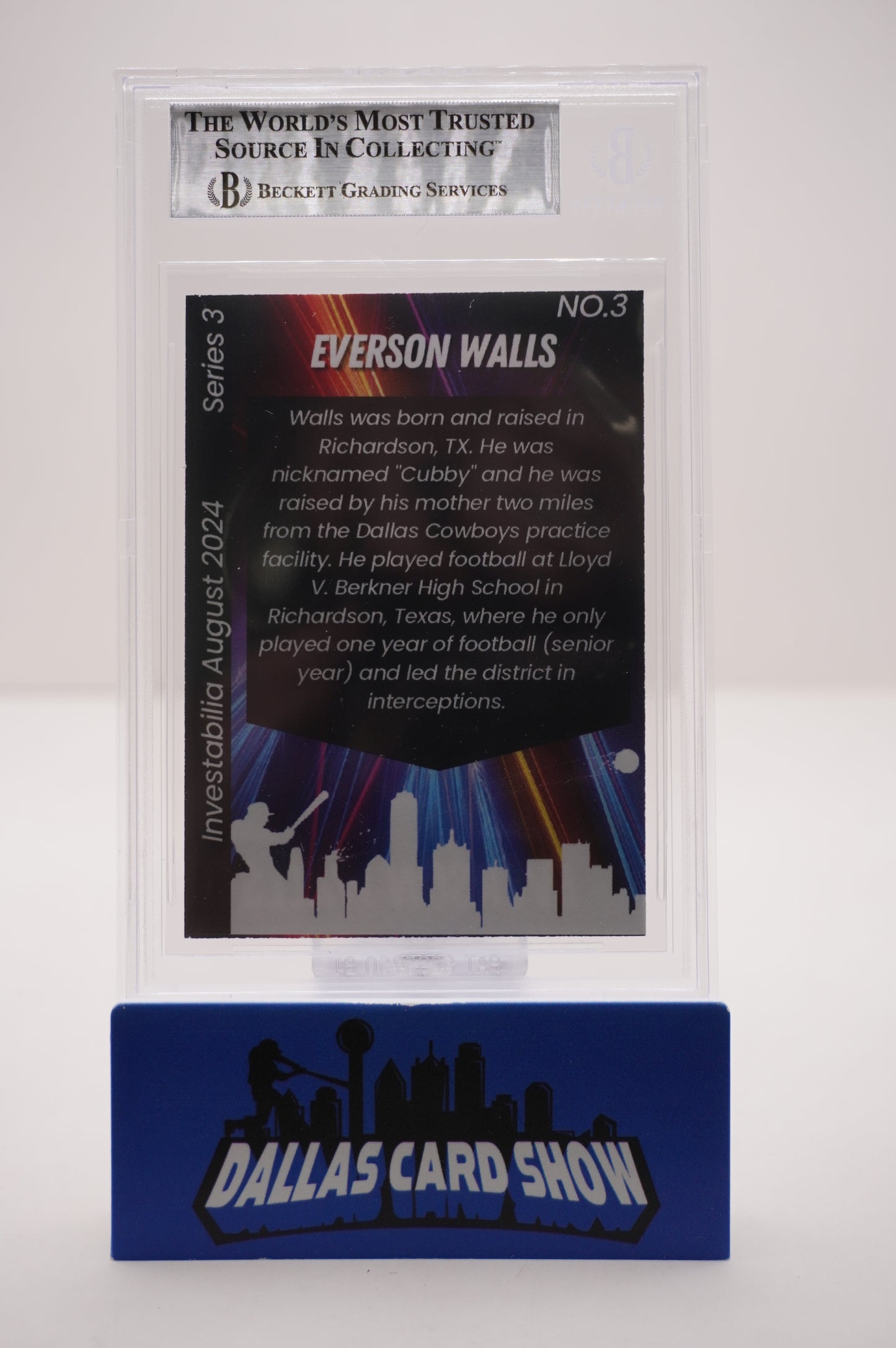 EVERSON WALLS SIGNED 2024 AUG INVESTABILIA #3 BGS BAS SLAB Cowboys
