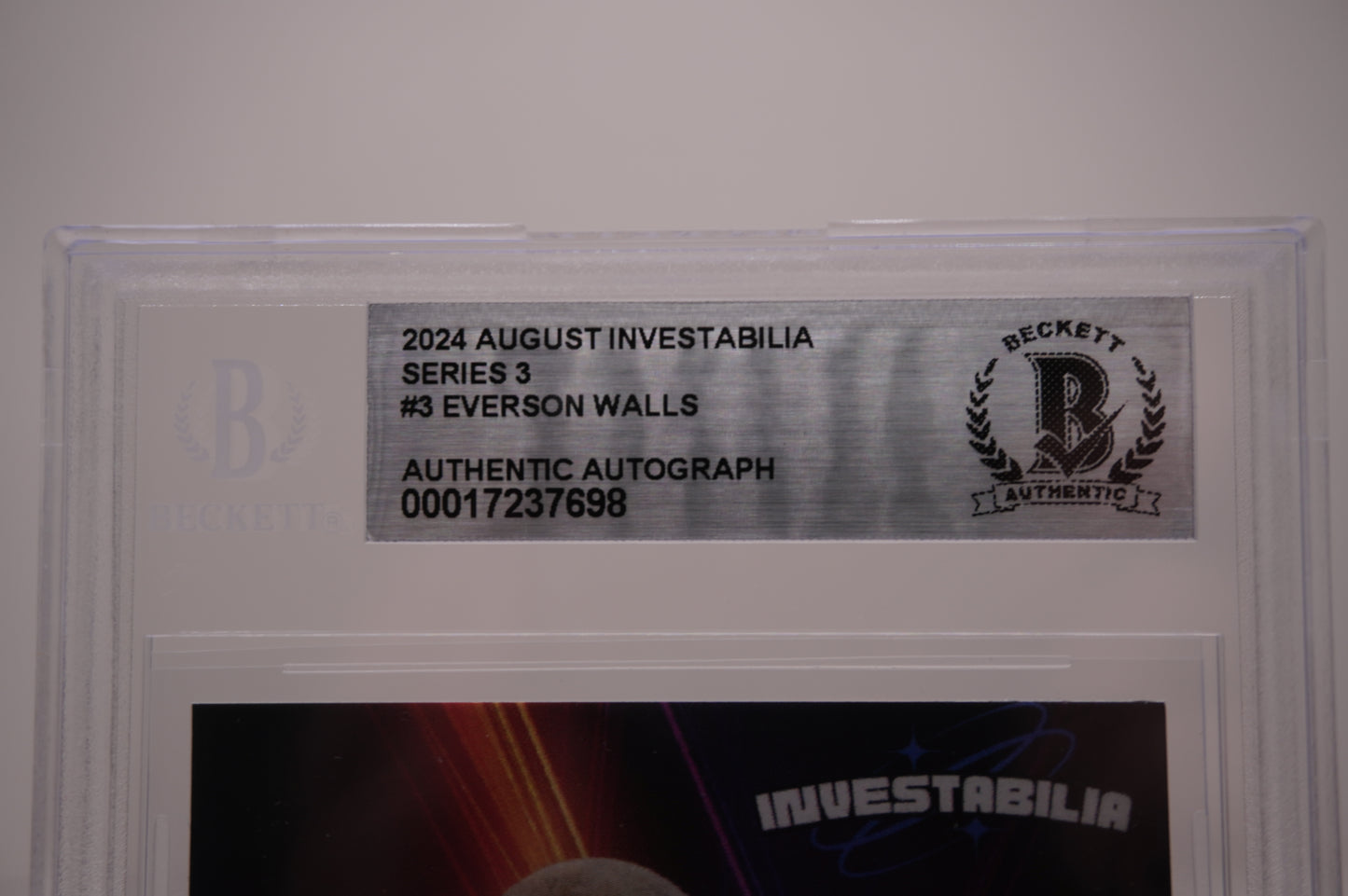 EVERSON WALLS SIGNED 2024 AUG INVESTABILIA #3 BGS BAS SLAB Cowboys