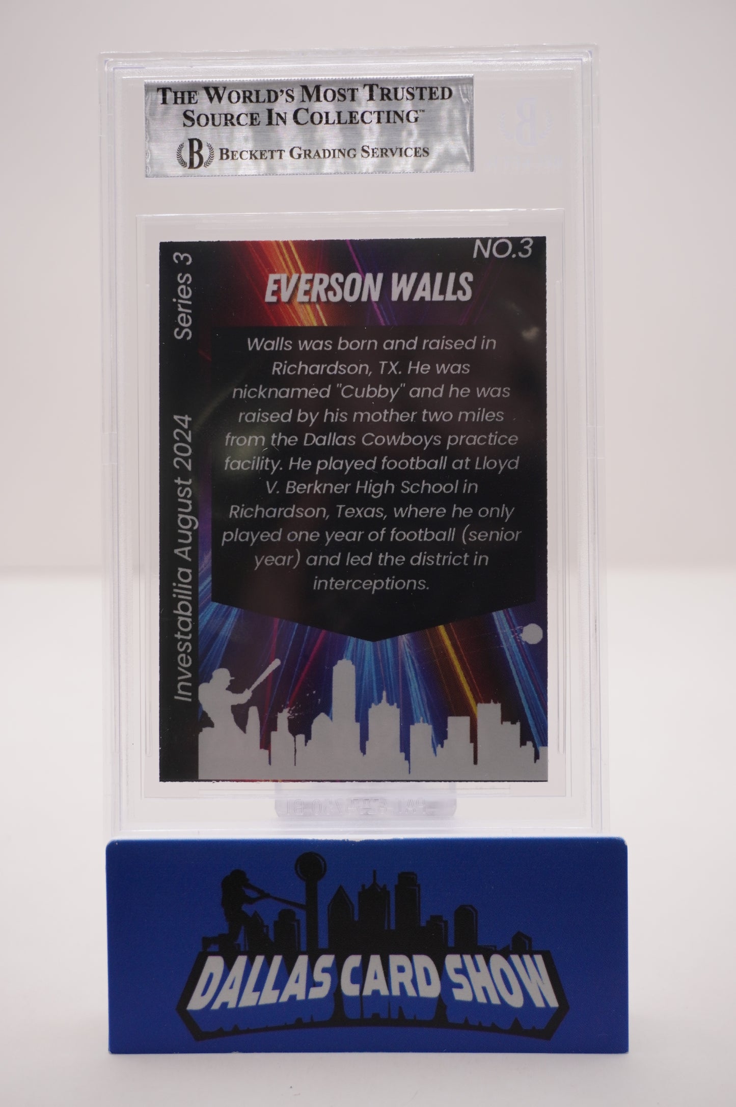 EVERSON WALLS SIGNED 2024 AUG INVESTABILIA #3 BGS BAS SLAB Cowboys