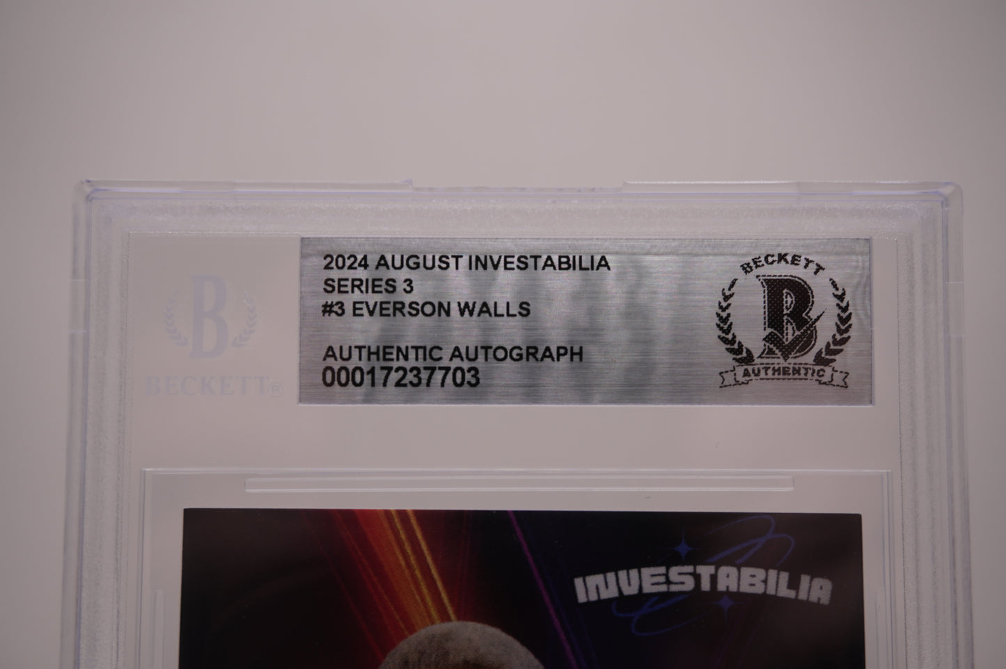 EVERSON WALLS SIGNED 2024 AUG INVESTABILIA #3 BGS BAS SLAB Cowboys