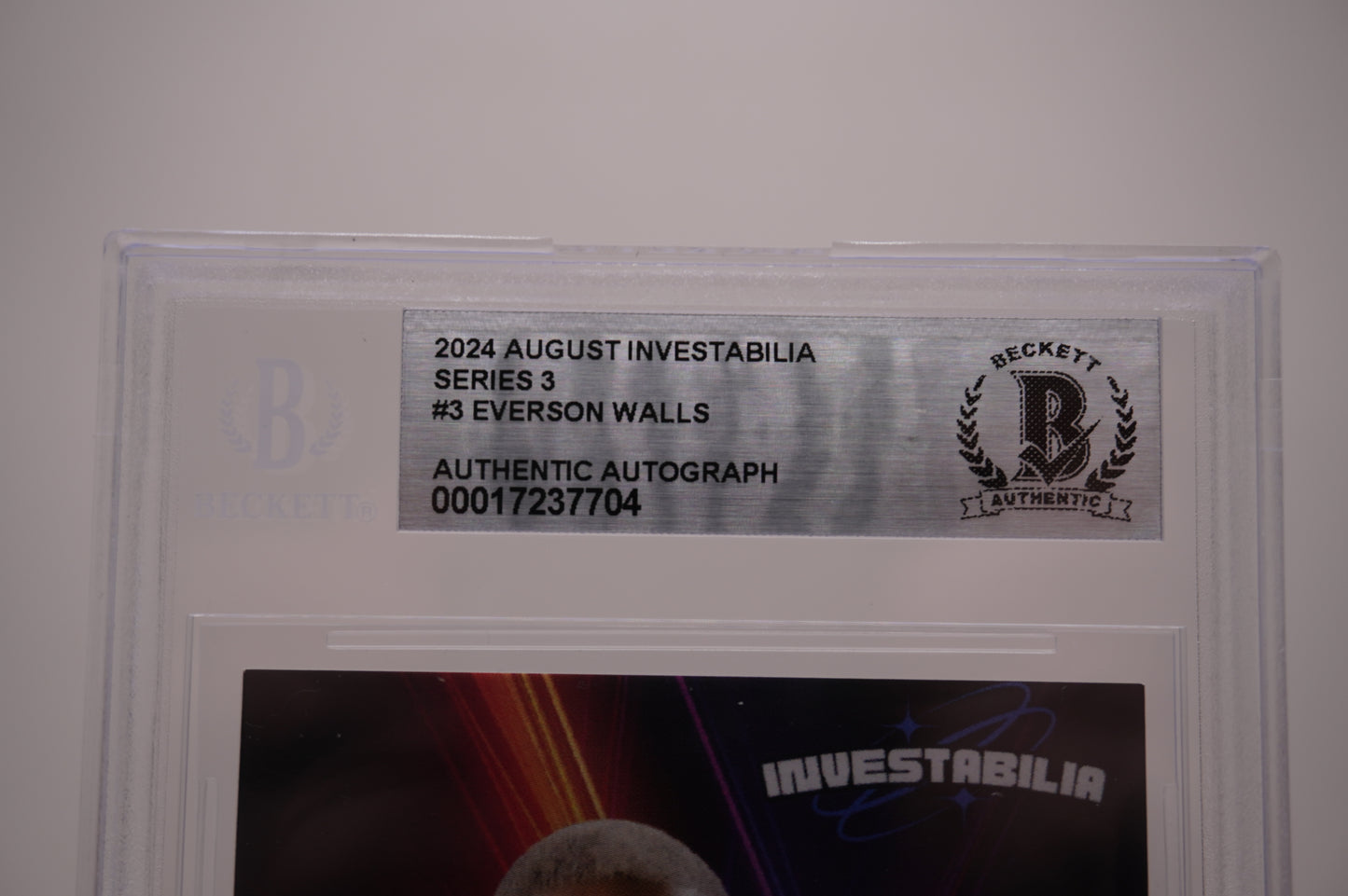 EVERSON WALLS SIGNED 2024 AUG INVESTABILIA #3 BGS BAS SLAB Cowboys