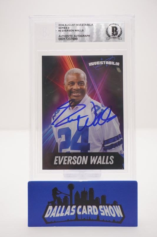 EVERSON WALLS SIGNED 2024 AUG INVESTABILIA #3 BGS BAS SLAB Cowboys