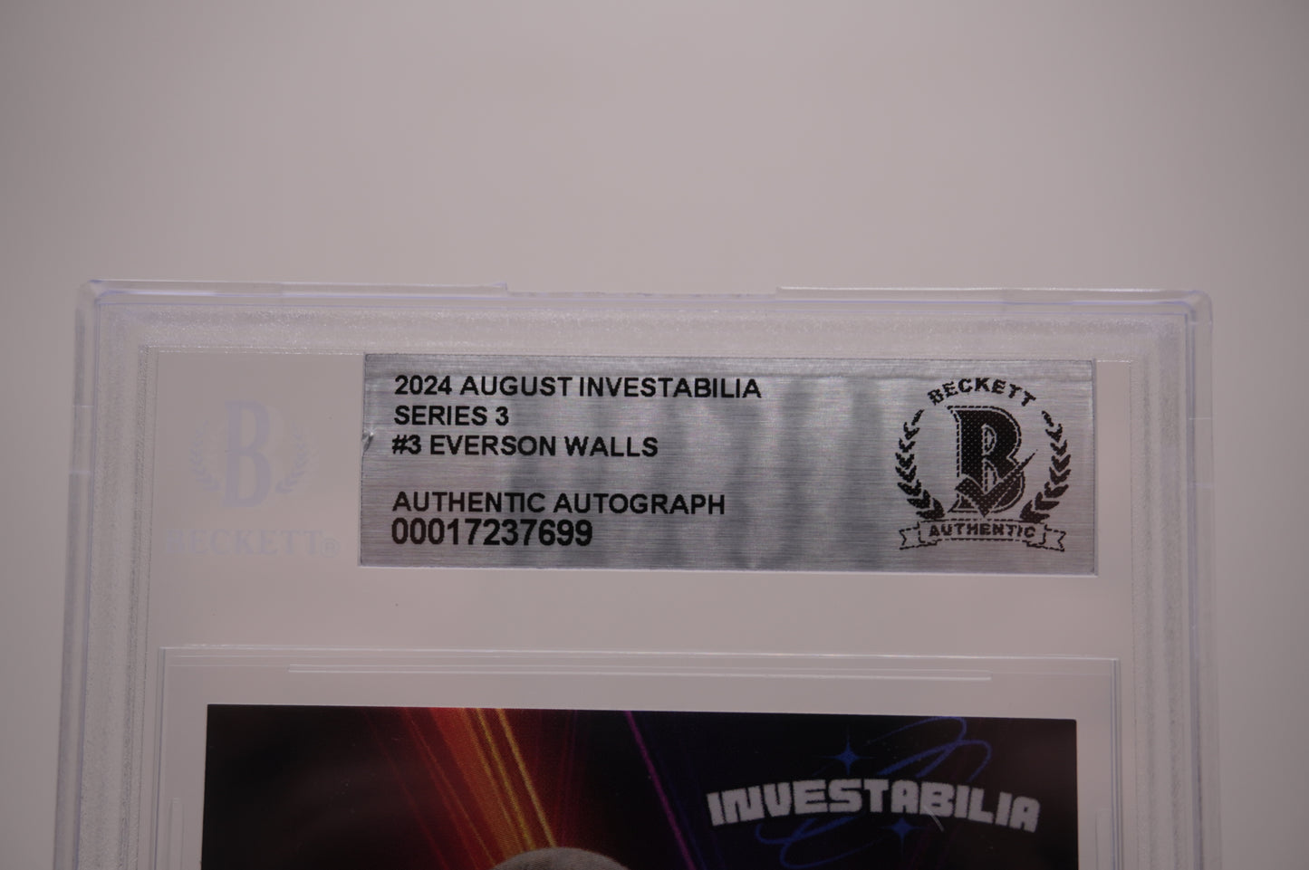 EVERSON WALLS SIGNED 2024 AUG INVESTABILIA #3 BGS BAS SLAB Cowboys