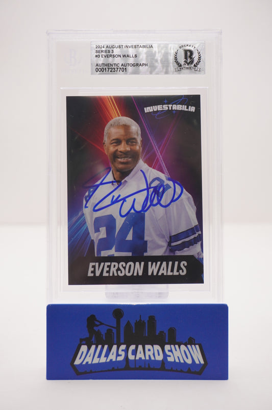 EVERSON WALLS SIGNED 2024 AUG INVESTABILIA #3 BGS BAS SLAB Cowboys