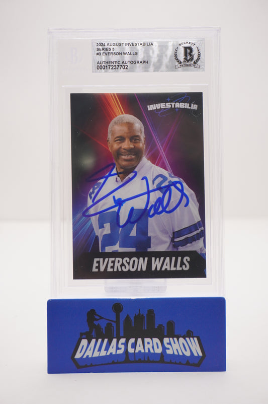 EVERSON WALLS SIGNED 2024 AUG INVESTABILIA #3 BGS BAS SLAB Cowboys