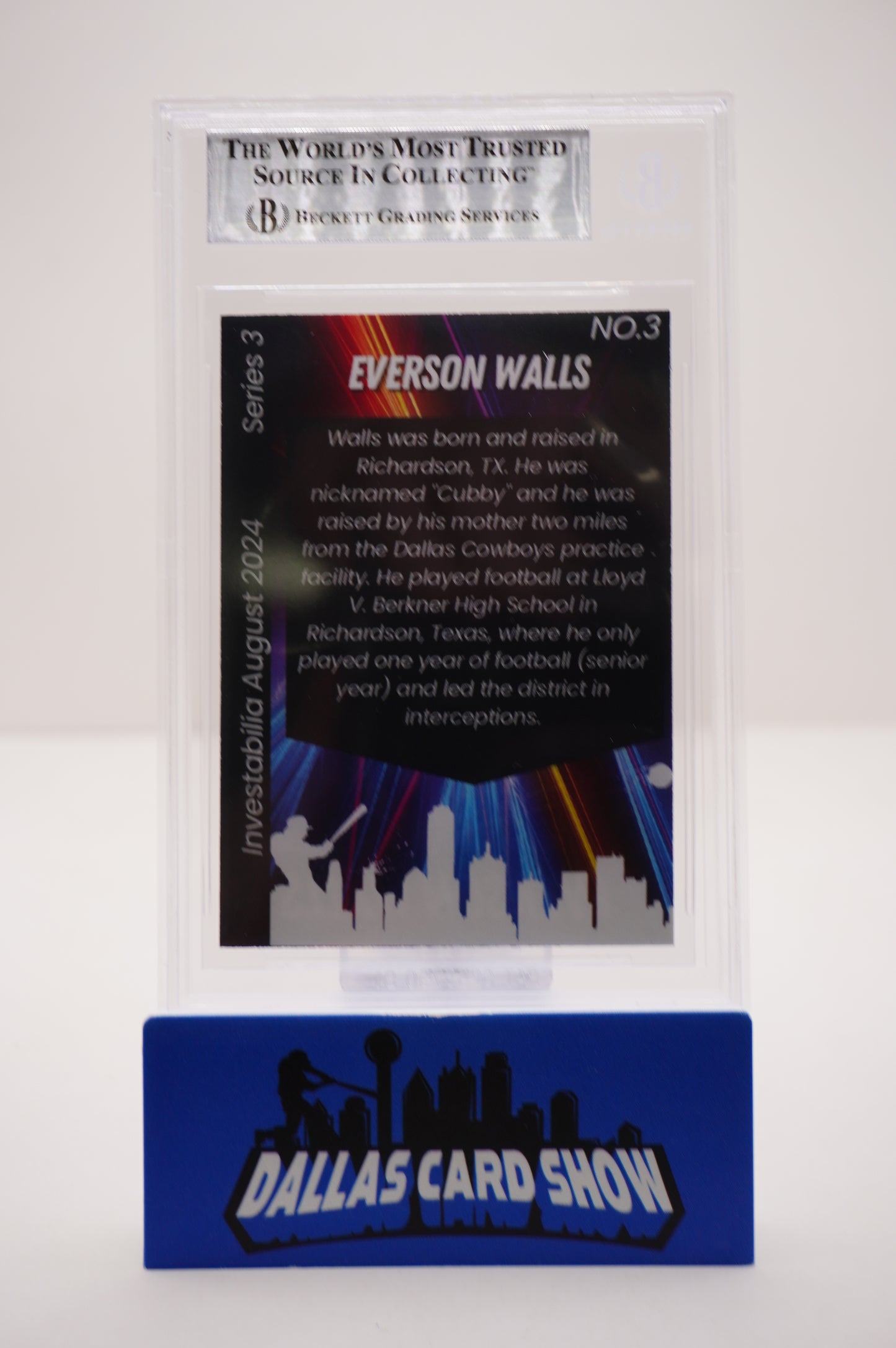 EVERSON WALLS SIGNED 2024 AUG INVESTABILIA #3 BGS BAS SLAB Cowboys