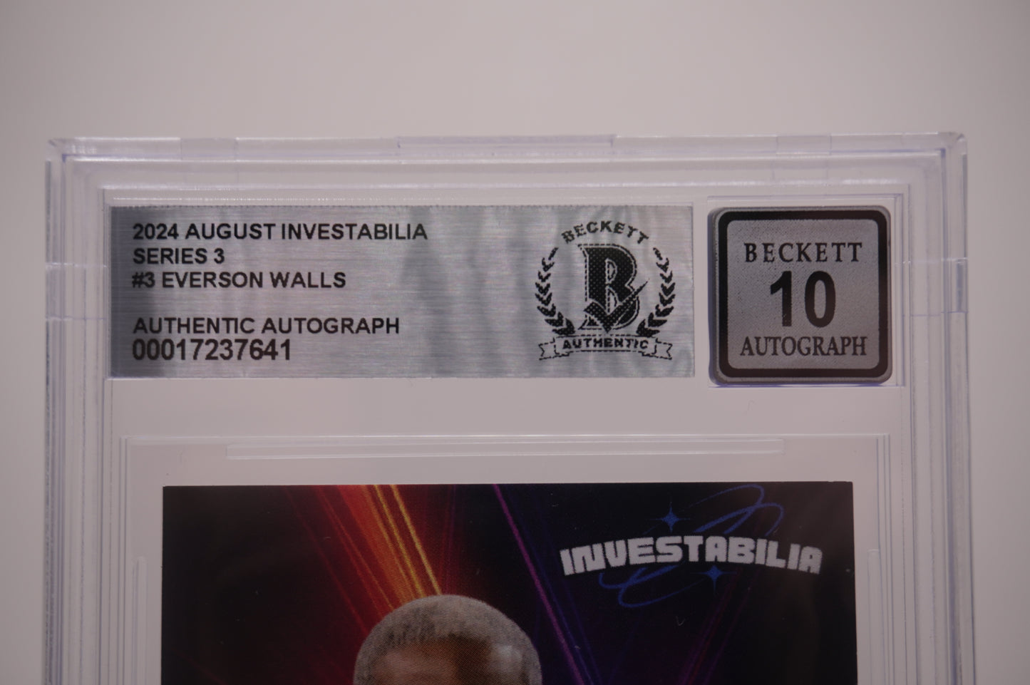 EVERSON WALLS SIGNED 2024 AUG INVESTABILIA #3 BGS BAS SLAB AUTO 10