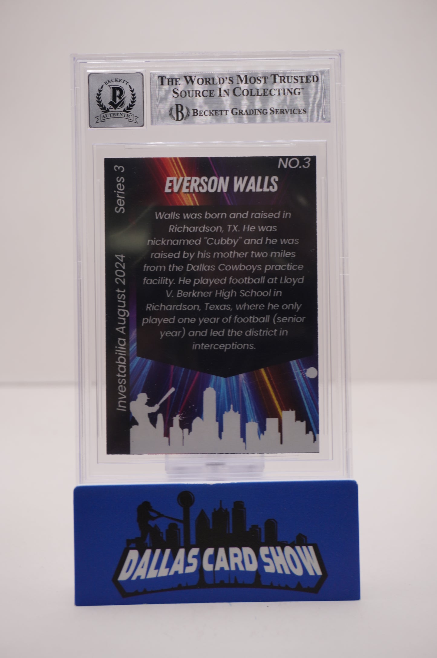 EVERSON WALLS SIGNED 2024 AUG INVESTABILIA #3 BGS BAS SLAB AUTO 10