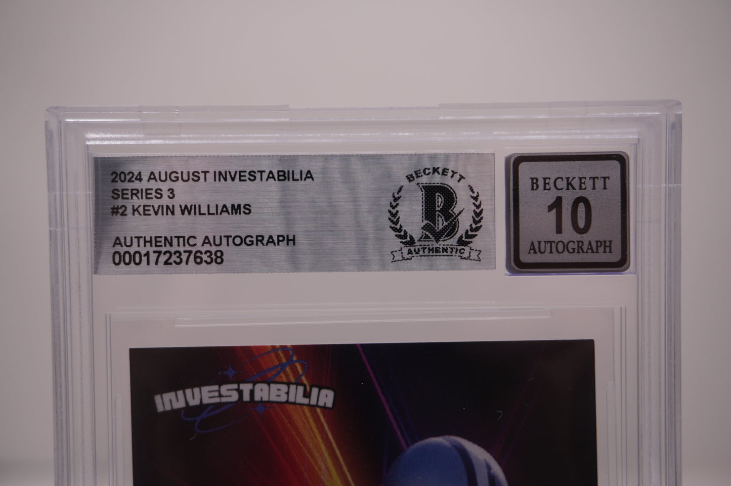KEVIN WILLIAMS SIGNED 2024 AUG INVESTABILIA #2 BGS BAS SLAB AUTO 10