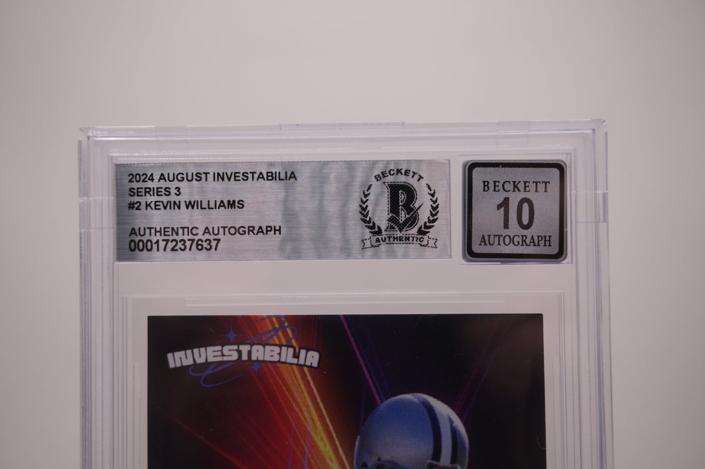 KEVIN WILLIAMS SIGNED 2024 AUG INVESTABILIA #2 BGS BAS SLAB AUTO 10