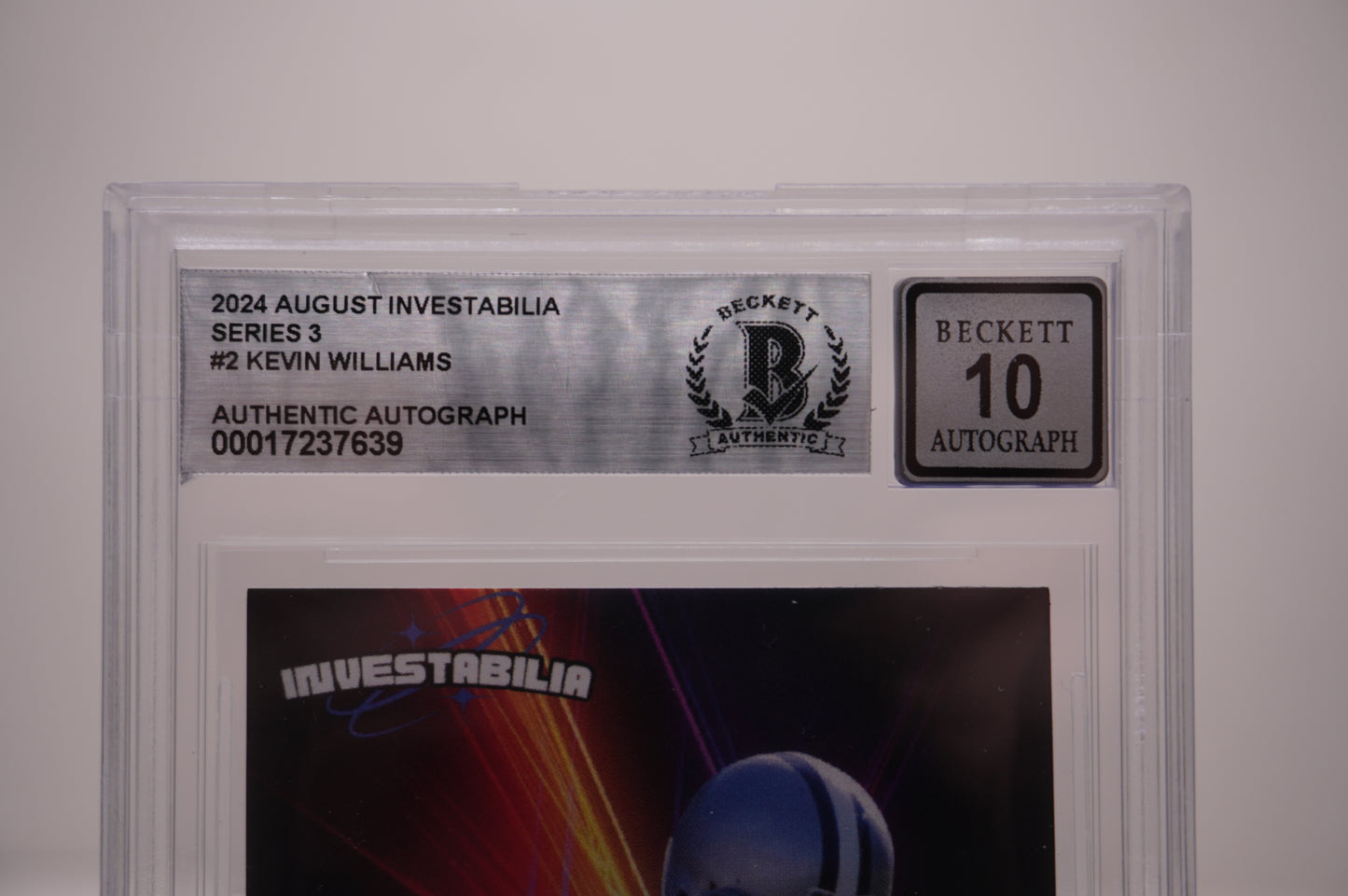 KEVIN WILLIAMS SIGNED 2024 AUG INVESTABILIA #2 BGS BAS SLAB AUTO 10