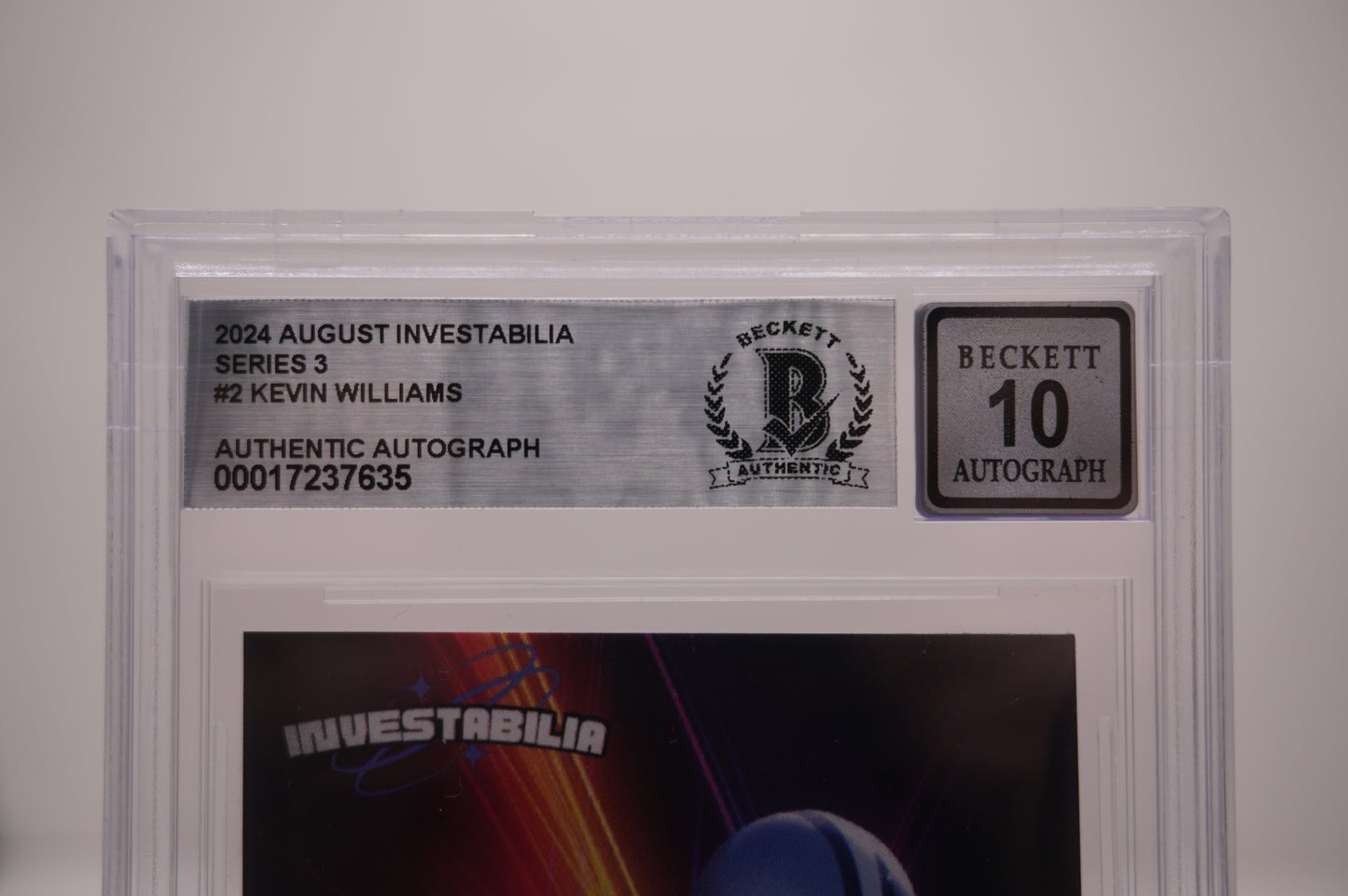 KEVIN WILLIAMS SIGNED 2024 AUG INVESTABILIA #2 BGS BAS SLAB AUTO 10