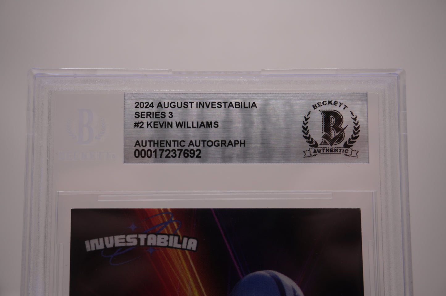KEVIN WILLIAMS SIGNED 2024 AUG INVESTABILIA #2 BGS BAS SLAB Cowboys