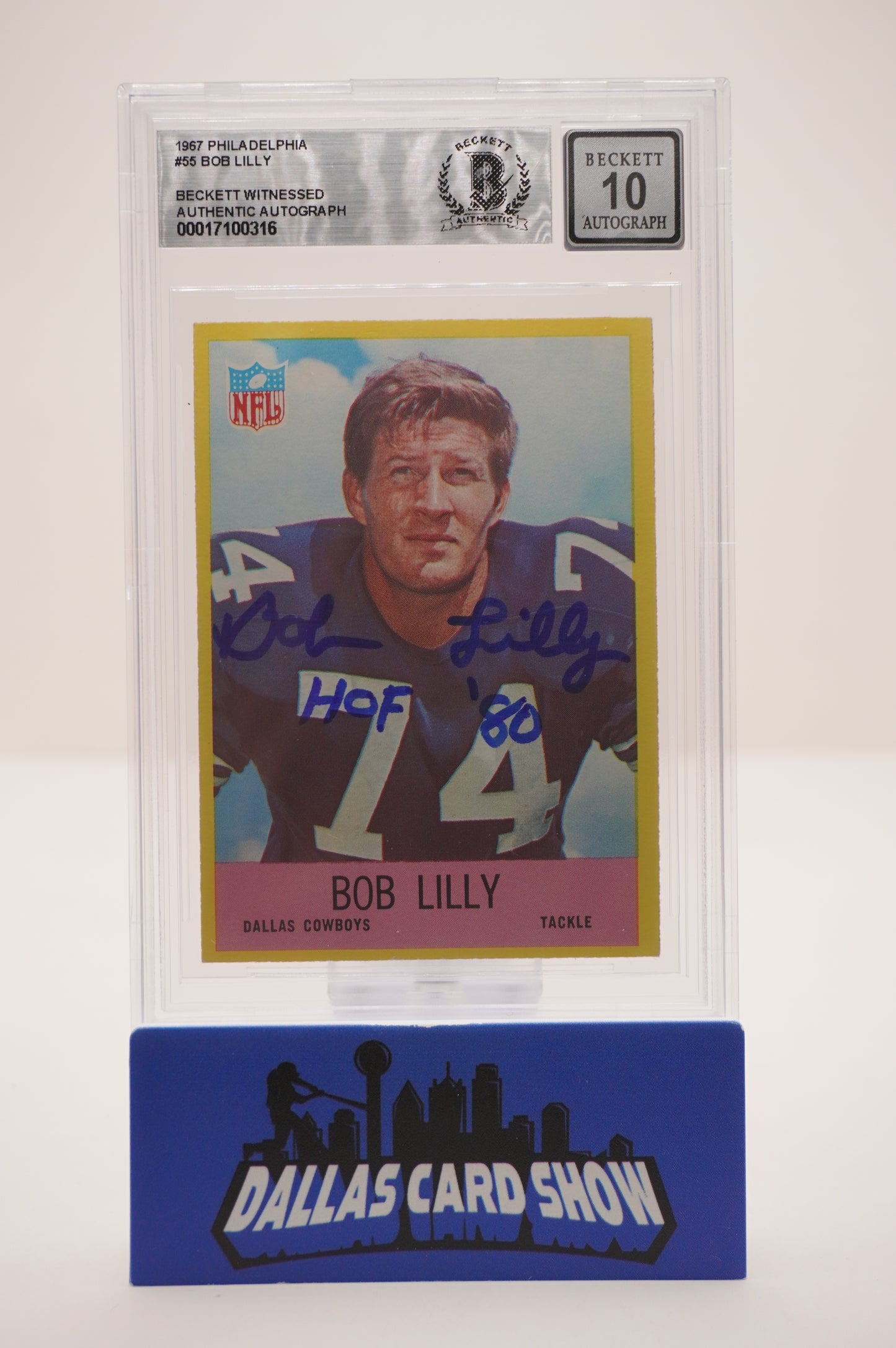 1967 PHILADELPHIA #55 BOB LILLY BAS AUTHENTIC AUTO 10