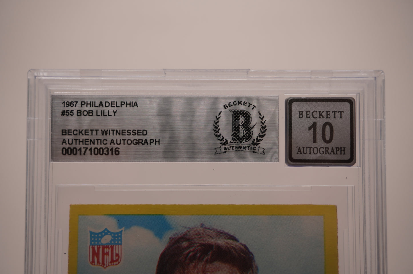 1967 PHILADELPHIA #55 BOB LILLY BAS AUTHENTIC AUTO 10