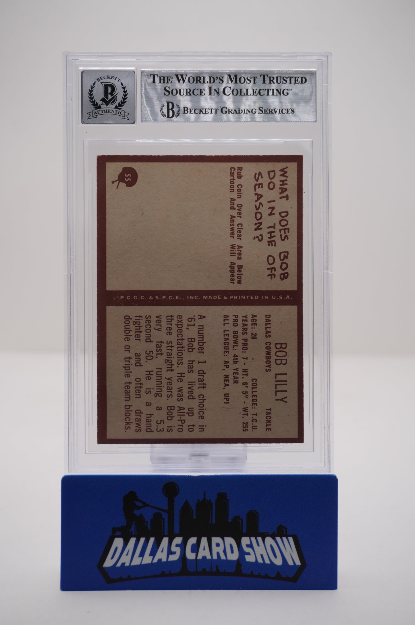 1967 PHILADELPHIA #55 BOB LILLY BAS AUTHENTIC AUTO