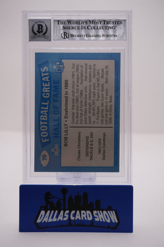 1988 SWELL GREATS #70 BOB LILLY 80 BAS AUTHENTIC AUTO 10