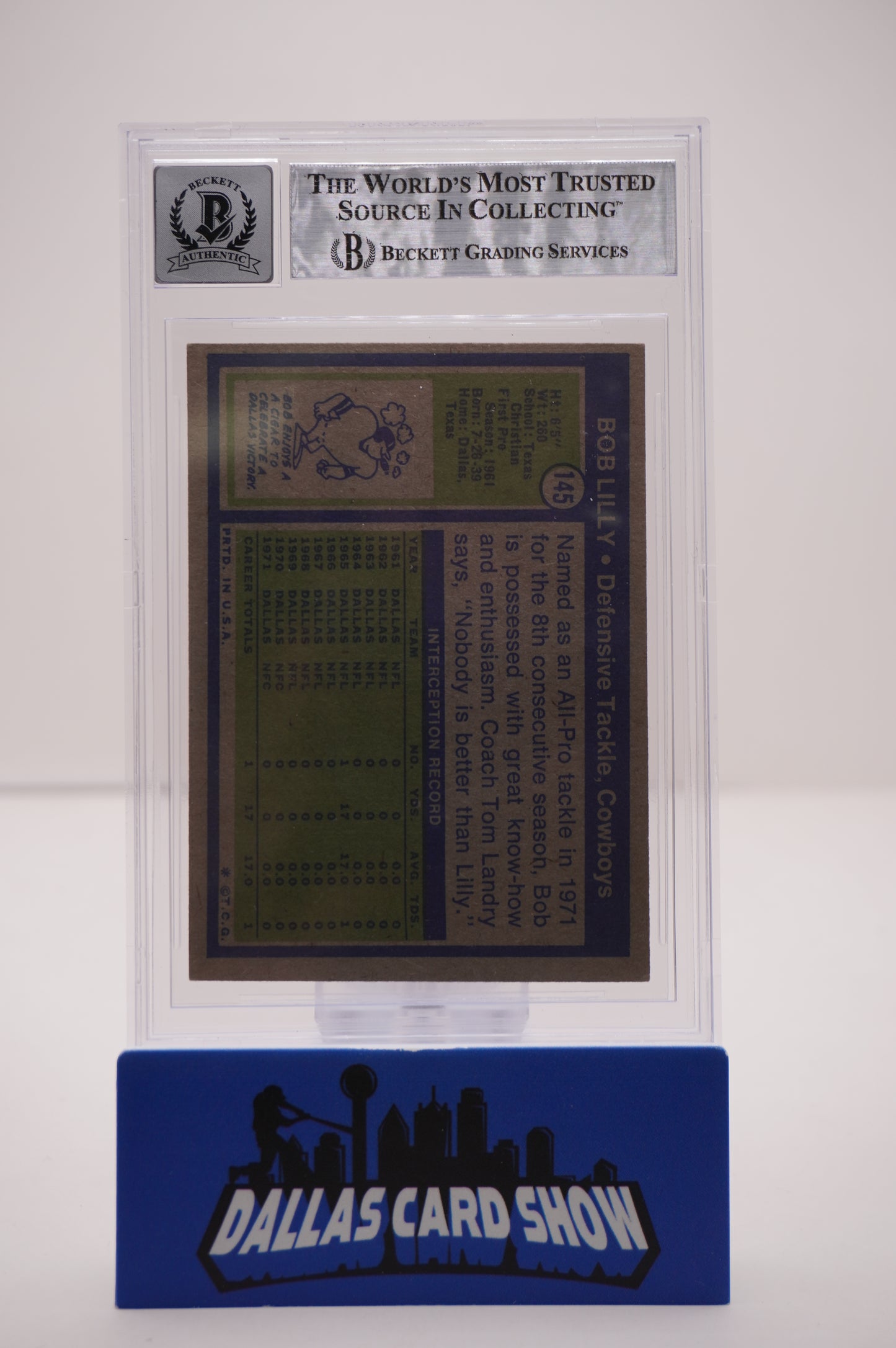 1966 PHILADELPHIA #60 BOB LILLY BAS AUTHENTIC AUTO