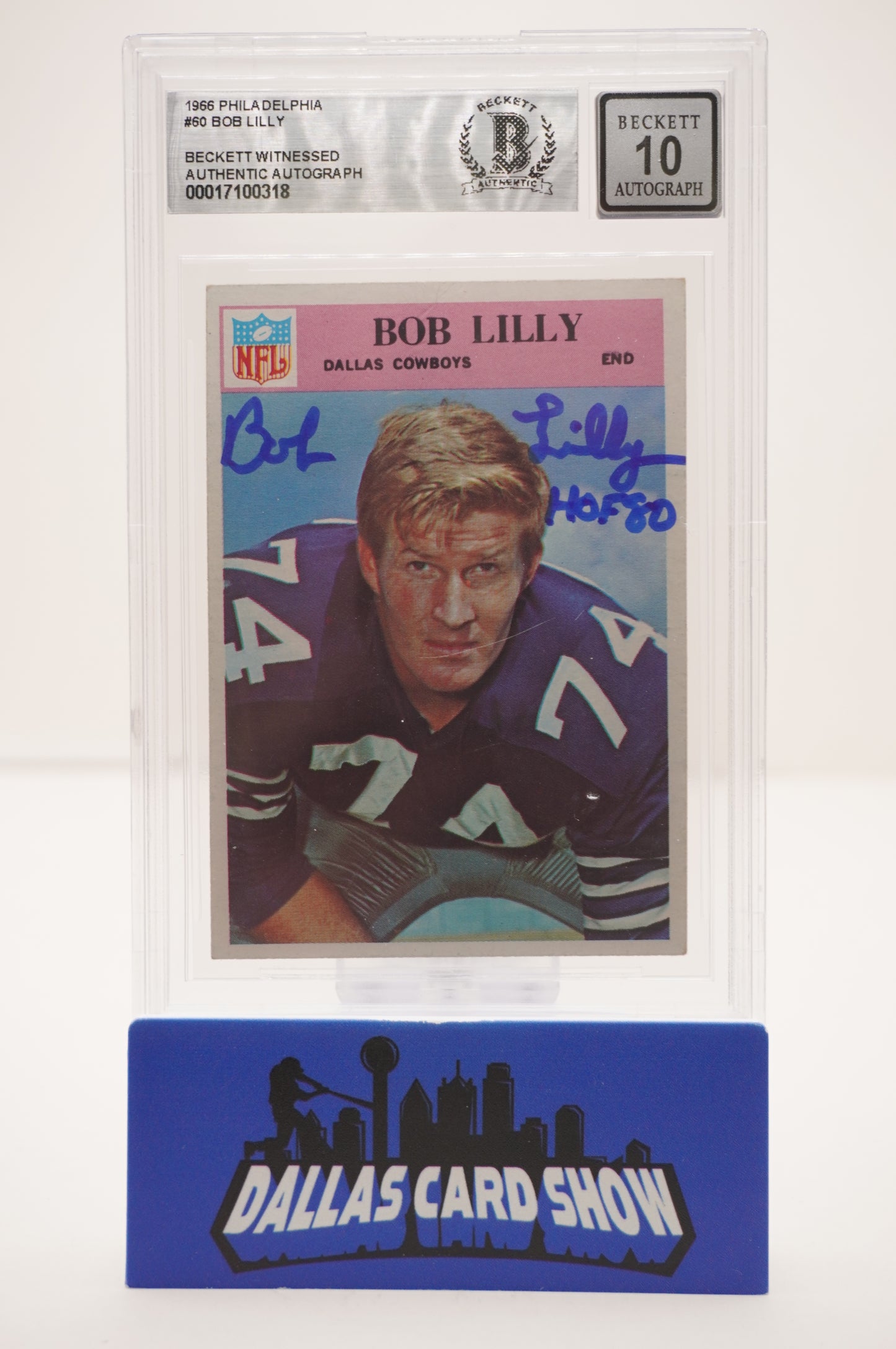 1966 PHILADELPHIA #60 BOB LILLY BAS AUTHENTIC AUTO 10