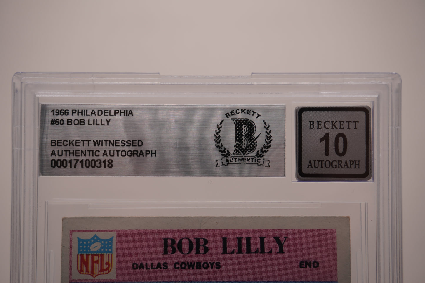 1966 PHILADELPHIA #60 BOB LILLY BAS AUTHENTIC AUTO 10