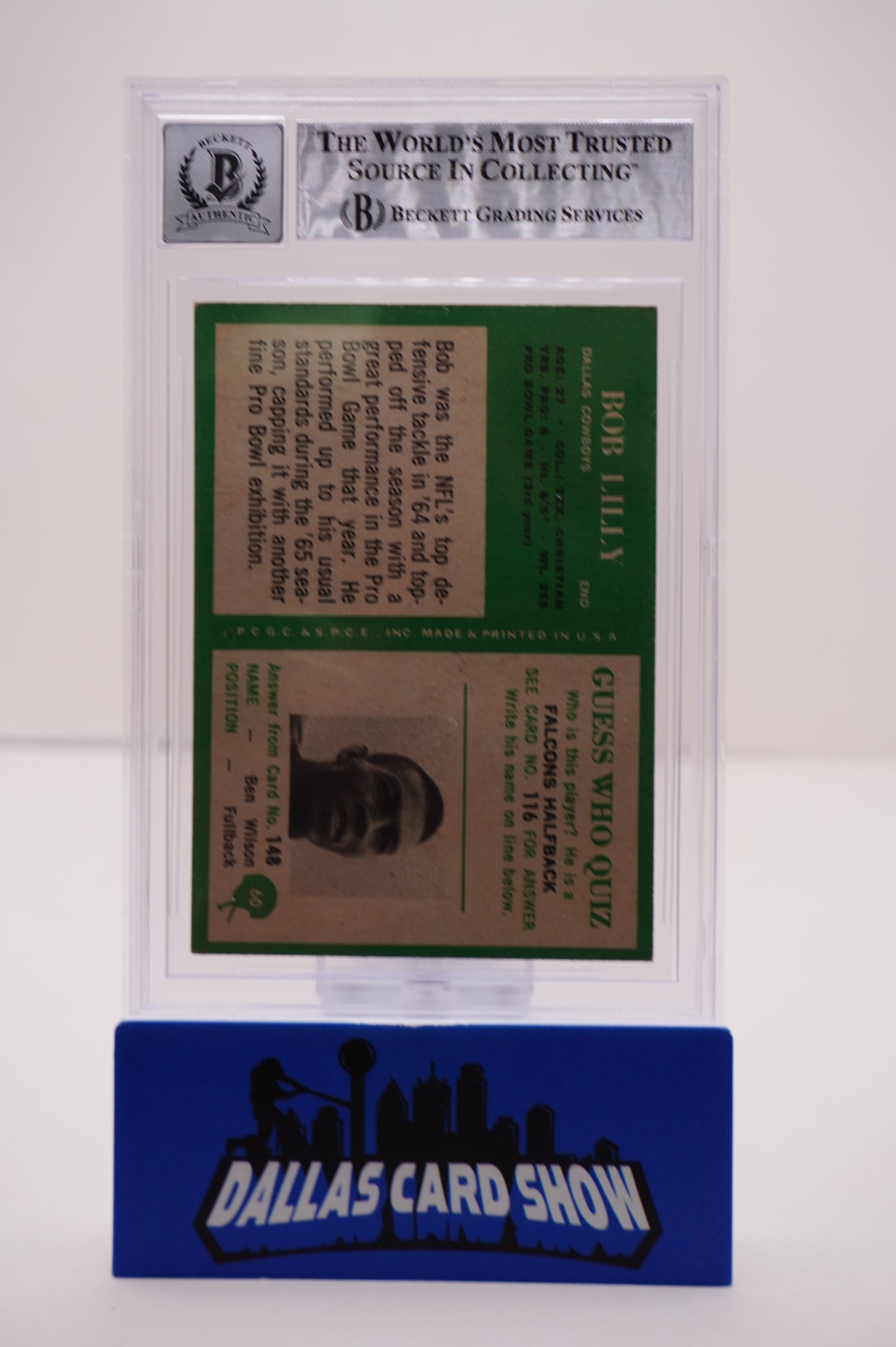 1966 PHILADELPHIA #60 BOB LILLY BAS AUTHENTIC AUTO 10