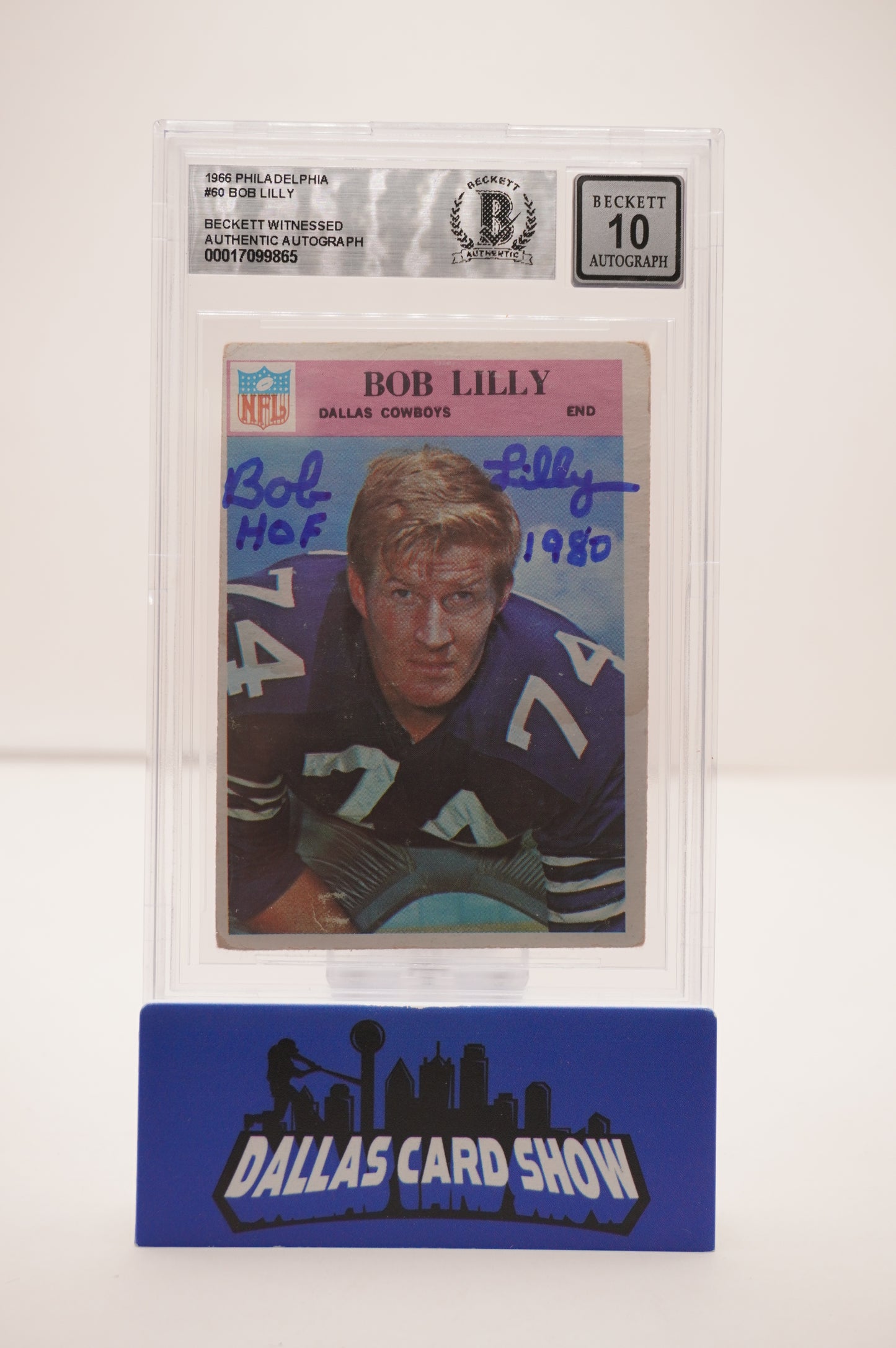 1966 PHILADELPHIA #60 BOB LILLY BAS AUTHENTIC AUTO 10