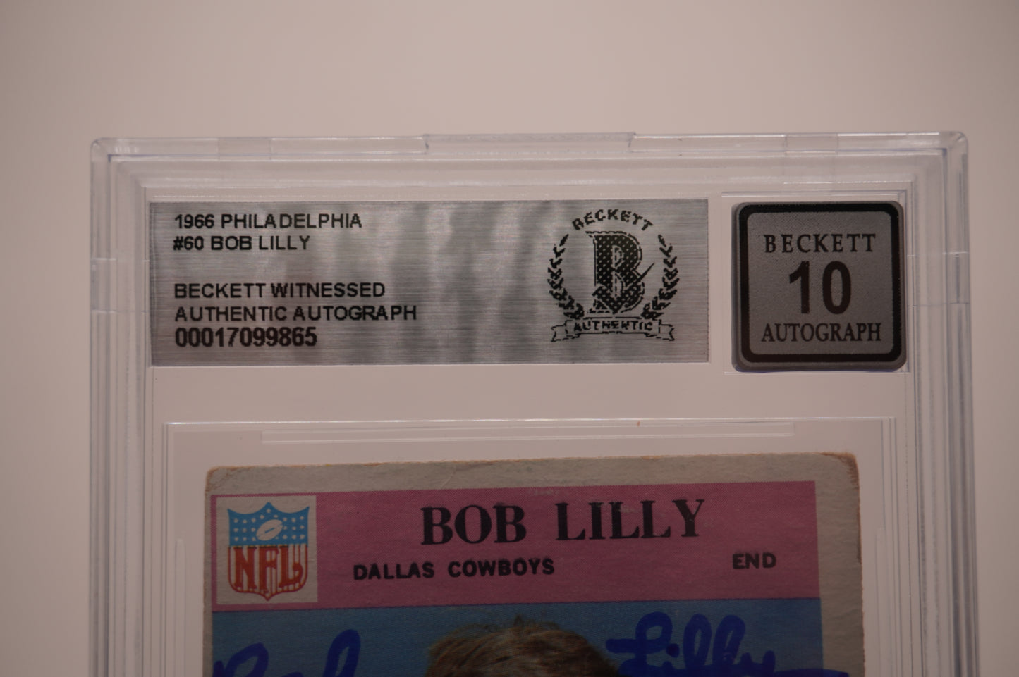 1966 PHILADELPHIA #60 BOB LILLY BAS AUTHENTIC AUTO 10