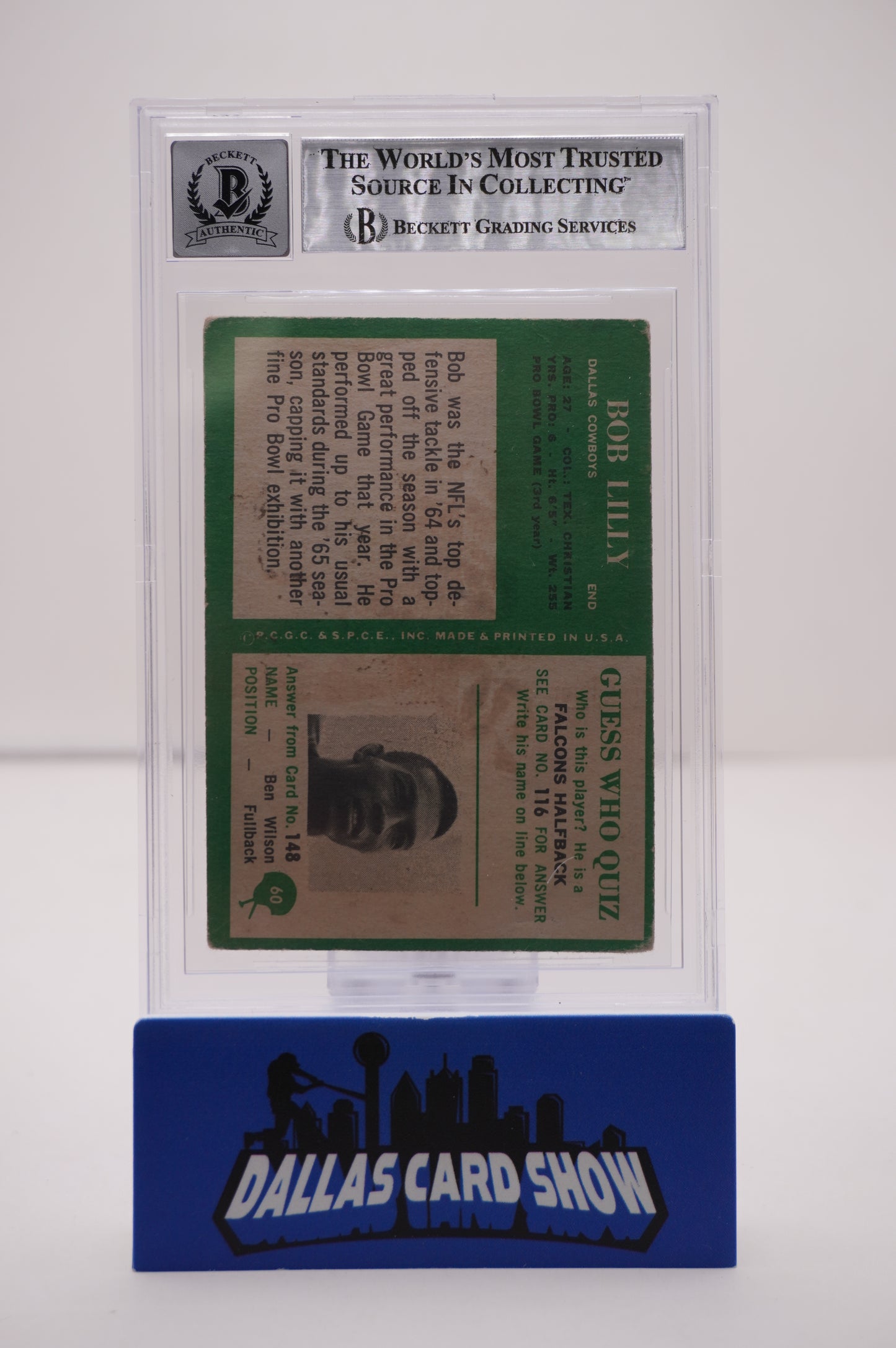 1974 TOPPS #250 BOB LILLY BAS AUTHENTIC AUTO 10
