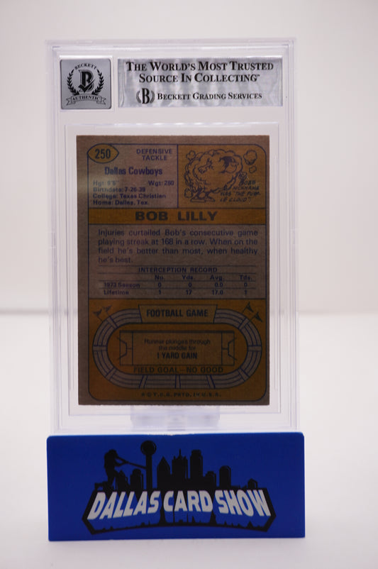 1974 TOPPS #250 BOB LILLY BAS AUTHENTIC AUTO 10