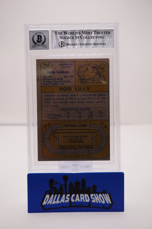 1974 TOPPS #250 BOB LILLY BAS AUTHENTIC AUTO 10