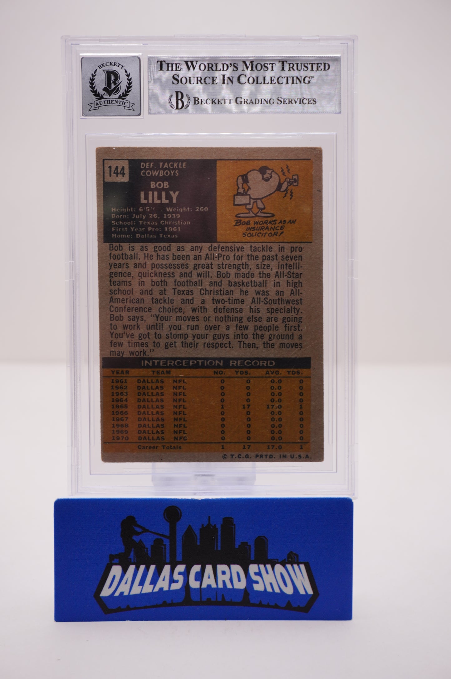 1973 #450 BOB LILLY BAS AUTHENTIC AUTO 10
