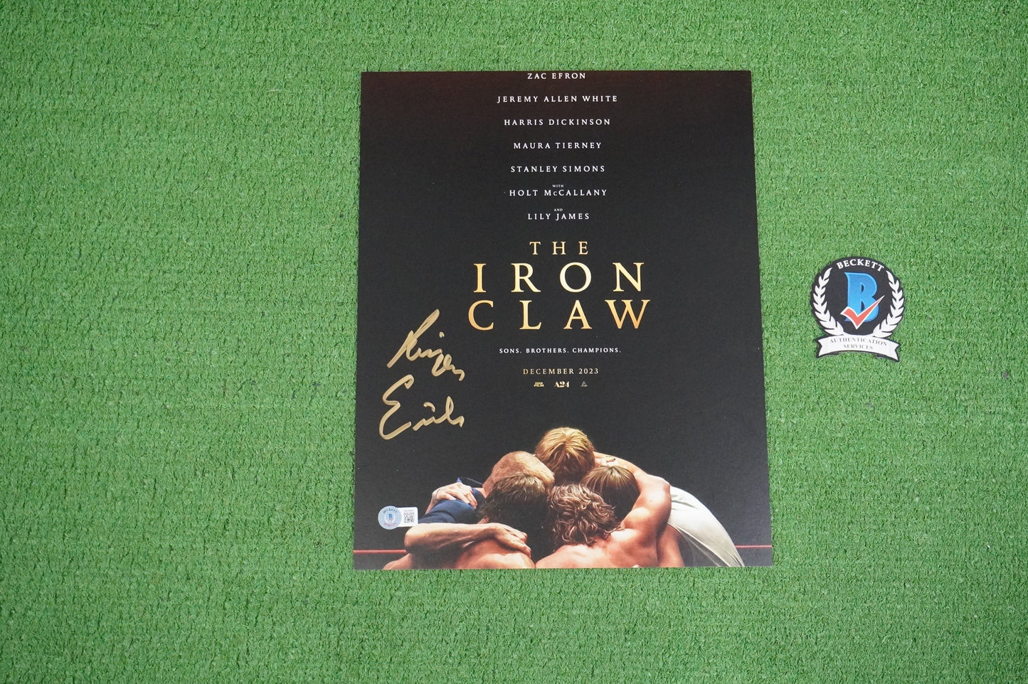 KEVIN VON ERICH SIGNED 11x14 IRON CLAW MOVIE POSTER Brothers BAS COA