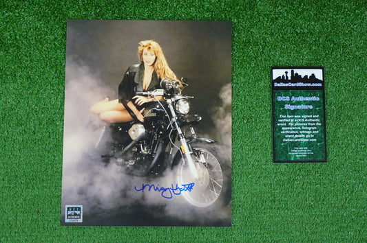 MISSY HYATT WWE SIGNED 8x10 Motorcycle PHOTO Dallas Card Show DCS COA