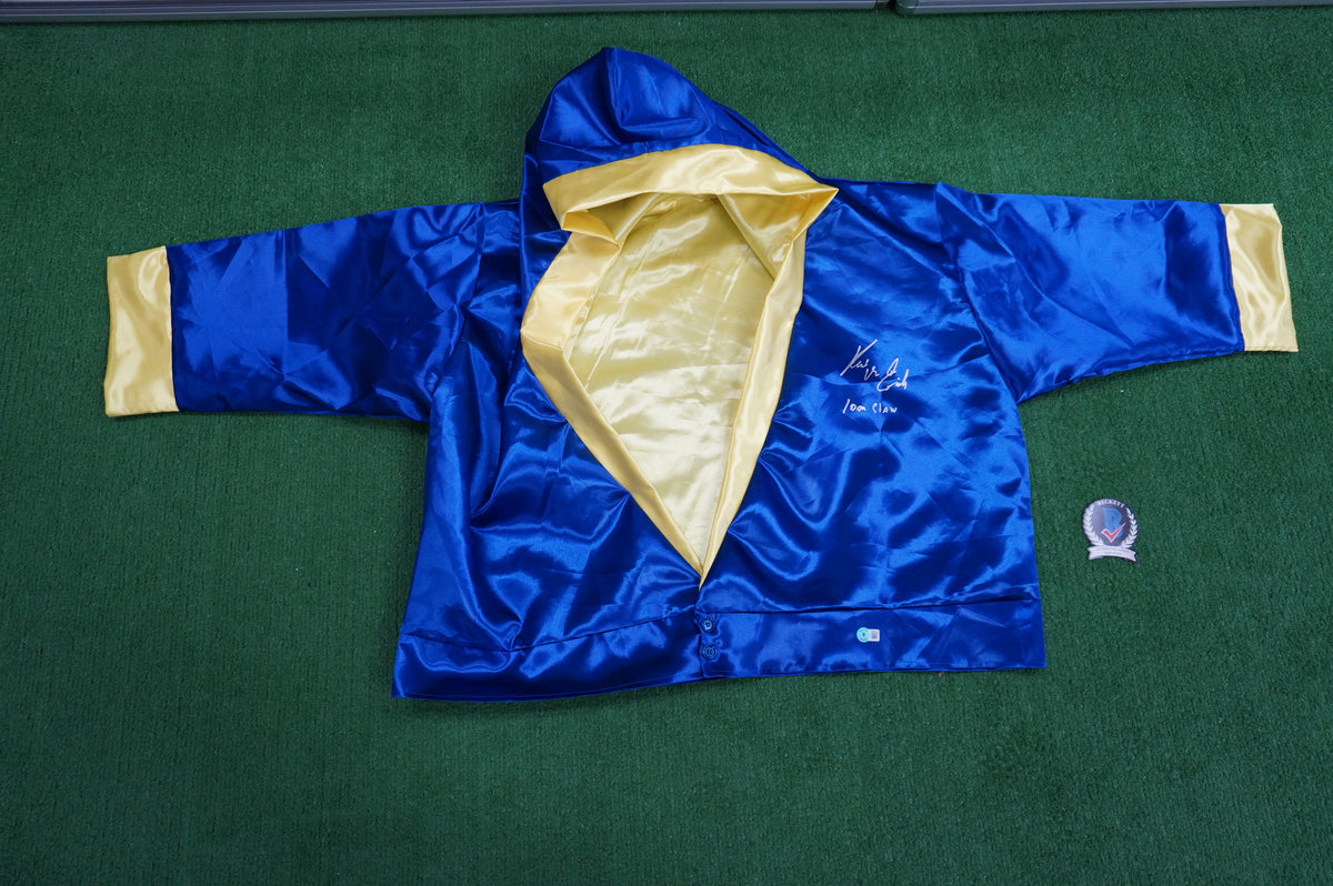 KEVIN VON ERICH SIGNED BLUE RING ROBE w/Iron Claw INSC BAS COA