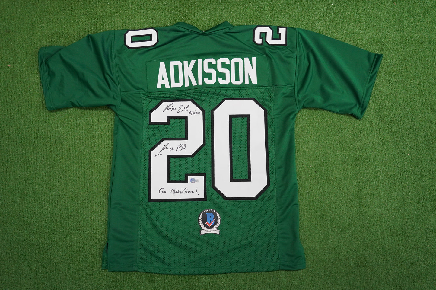 KEVIN VON ERICH ADKISSON NORTH TEXAS MEAN GREEN SIGNED JERSEY Size M BAS