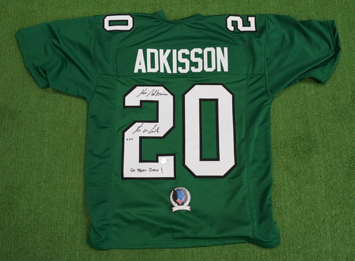 KEVIN VON ERICH ADKISSON NORTH TEXAS MEAN GREEN SIGNED JERSEY Size L BAS
