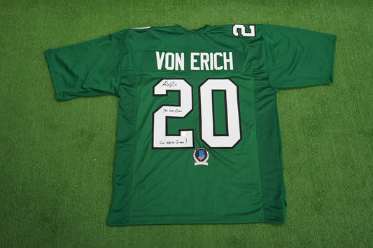 KEVIN VON ERICH ADKISSON NORTH TEXAS MEAN GREEN SIGNED JERSEY Size 3XL BAS
