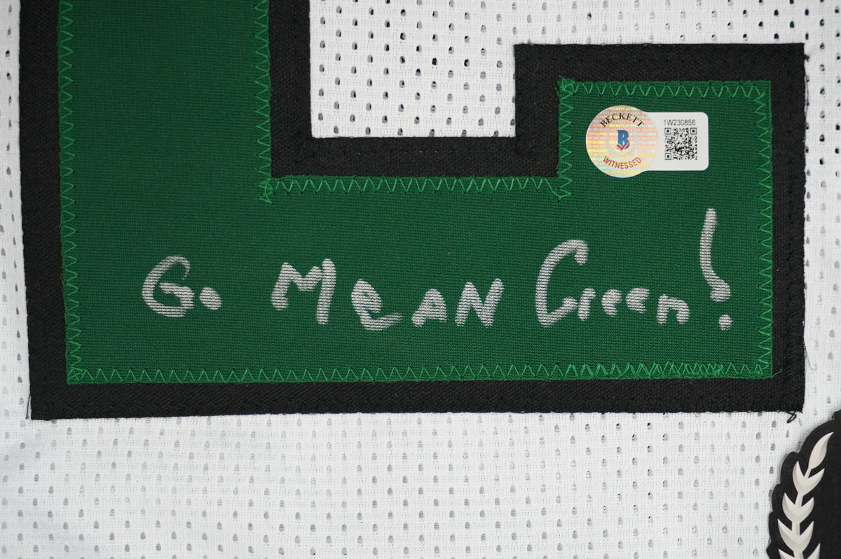 KEVIN VON ERICH ADKISSON NORTH TEXAS MEAN GREEN SIGNED White JERSEY Size M BAS