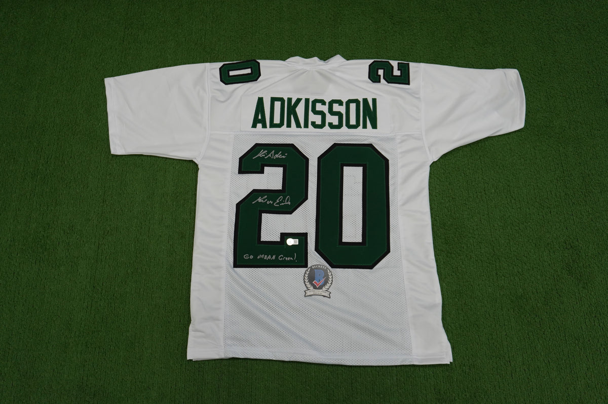 KEVIN VON ERICH ADKISSON NORTH TEXAS MEAN GREEN SIGNED White JERSEY Size M BAS