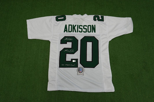 KEVIN VON ERICH ADKISSON NORTH TEXAS MEAN GREEN SIGNED White JERSEY Size M BAS