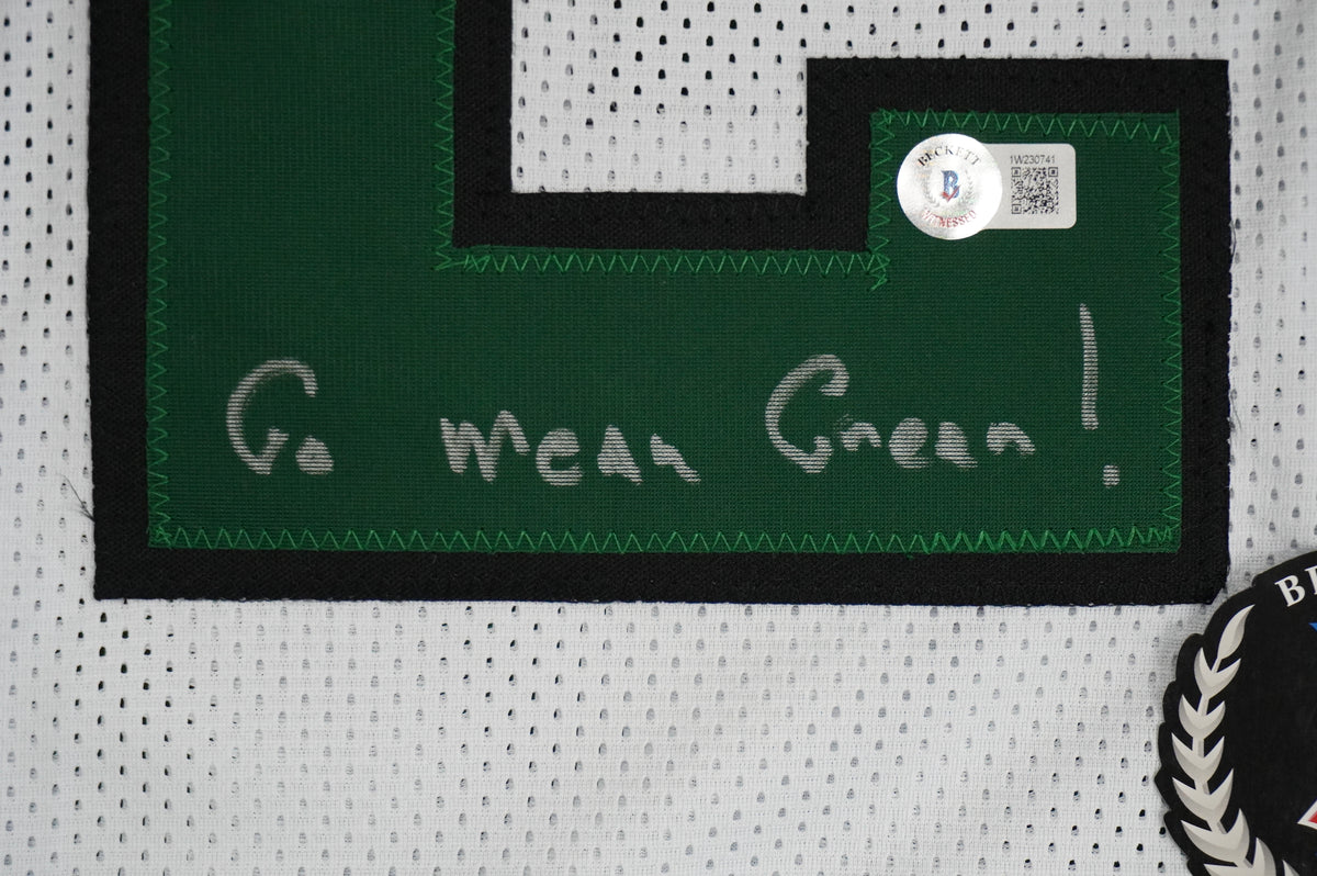 KEVIN VON ERICH ADKISSON NORTH TEXAS MEAN GREEN SIGNED White JERSEY Size M BAS