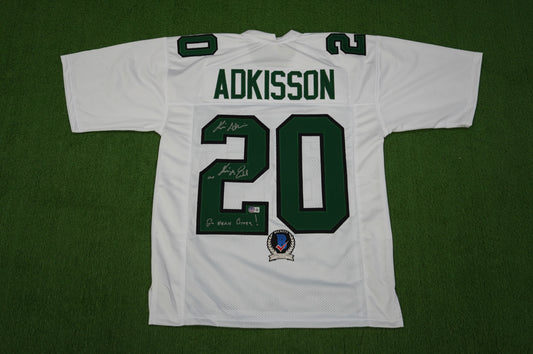 KEVIN VON ERICH ADKISSON NORTH TEXAS MEAN GREEN SIGNED White JERSEY Size M BAS