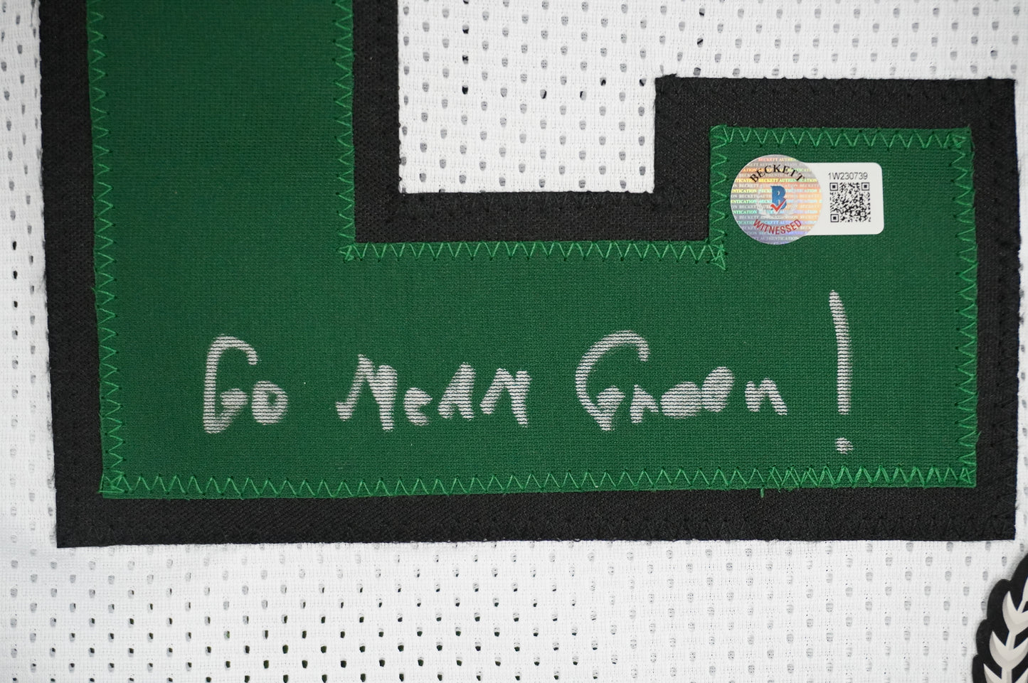 KEVIN VON ERICH ADKISSON NORTH TEXAS MEAN GREEN SIGNED White JERSEY Size L BAS