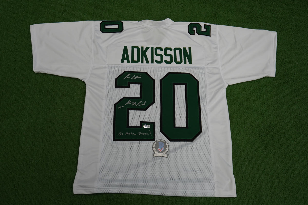 KEVIN VON ERICH ADKISSON NORTH TEXAS MEAN GREEN SIGNED White JERSEY Size L BAS