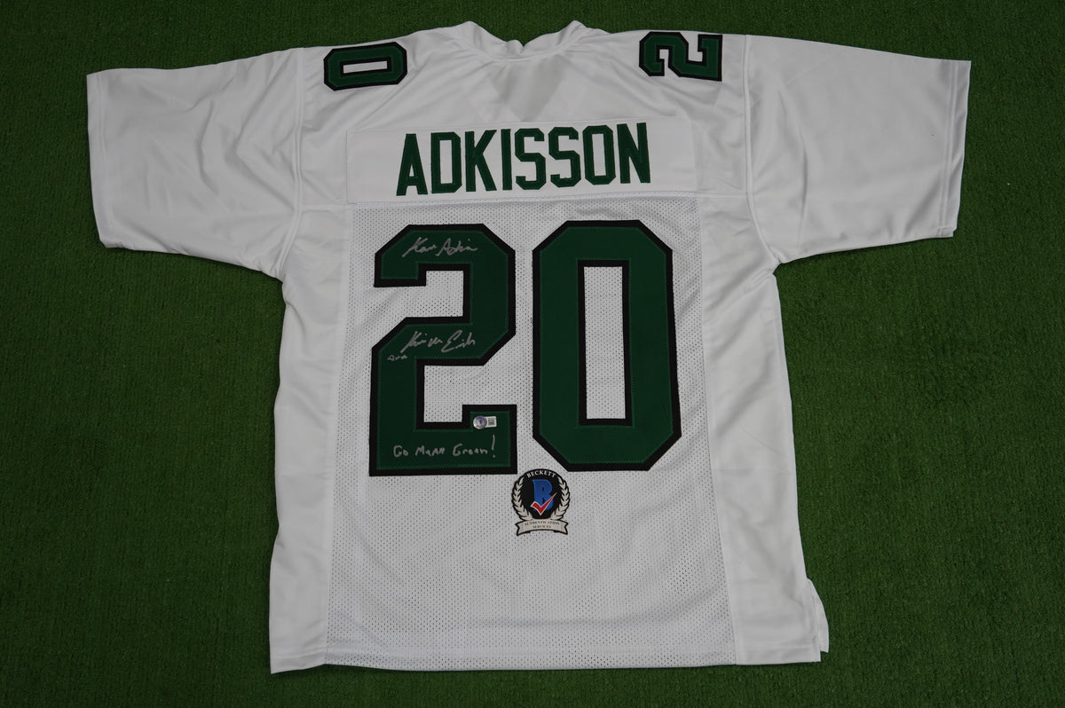 KEVIN VON ERICH ADKISSON NORTH TEXAS MEAN GREEN SIGNED White JERSEY Size L BAS